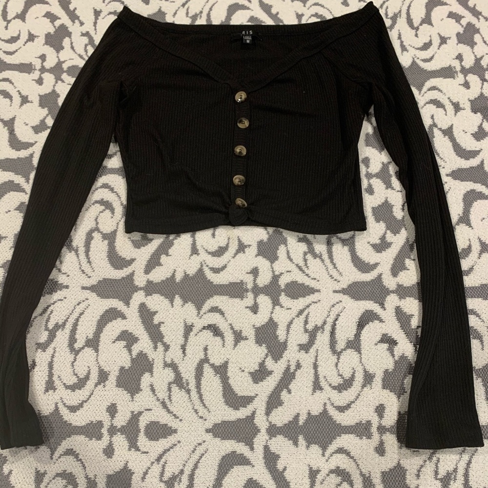 Black Sweater Crop Top